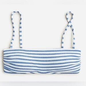 NWT J.Crew Womens Textured Bandeau Bikini Top Striped Blue White Plus Size 2X